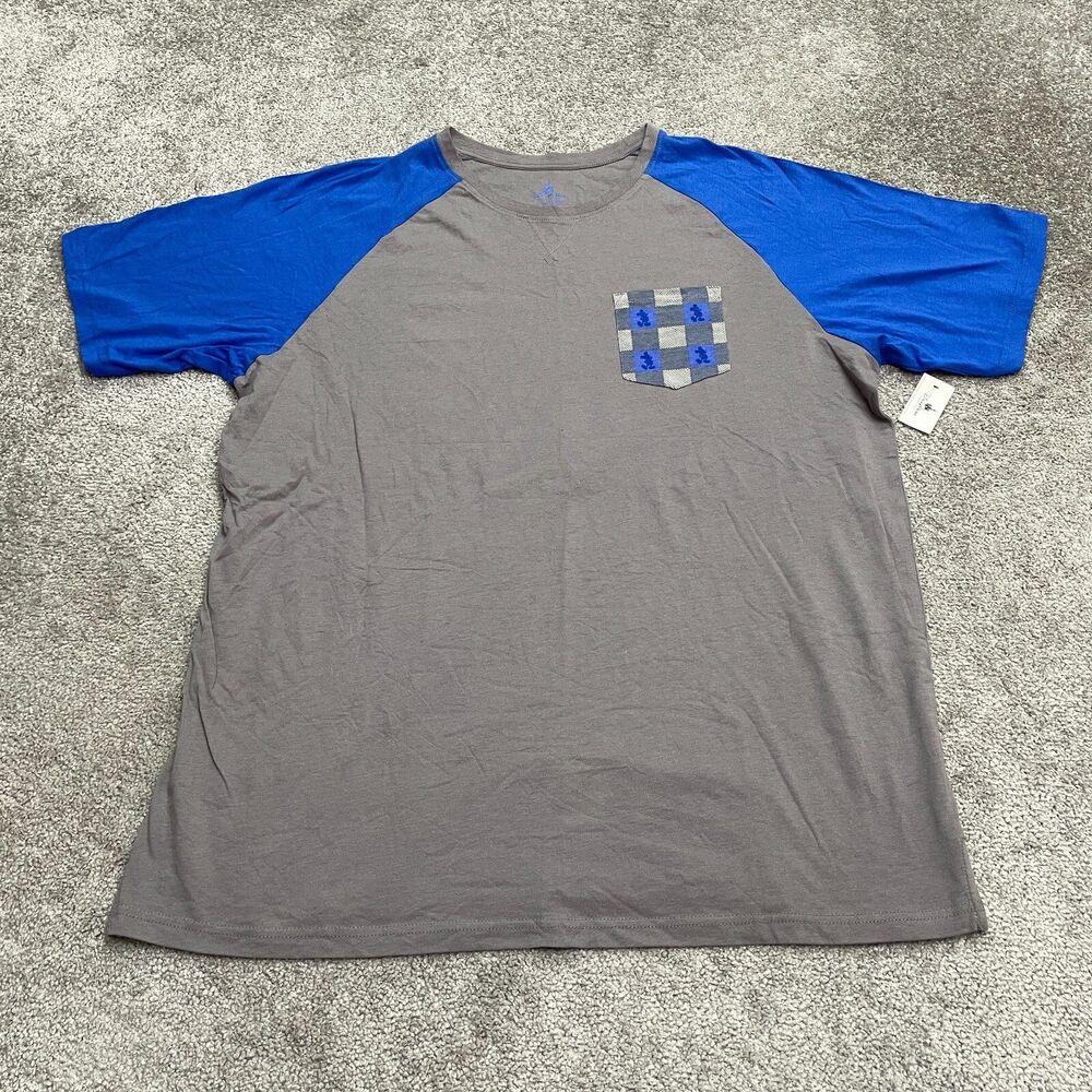 Disney Mickey Mouse T-Shirt Mens XL Gray Blue Crew Short Sleeve Pocket Tee NWT